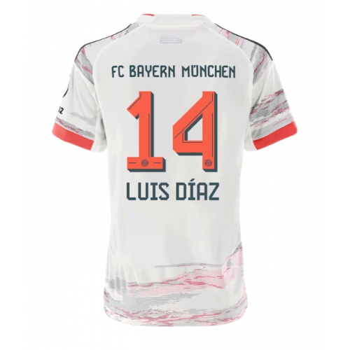 Billige Fotballdrakt Bayern Munich Luis Diaz #14 Replika Bortedrakt Dame 2025-26 Kortermet Billige Fotballdrakt Bayern Munich Luis Diaz #14 Replika Bortedrakt Dame 2025-26 Kortermet